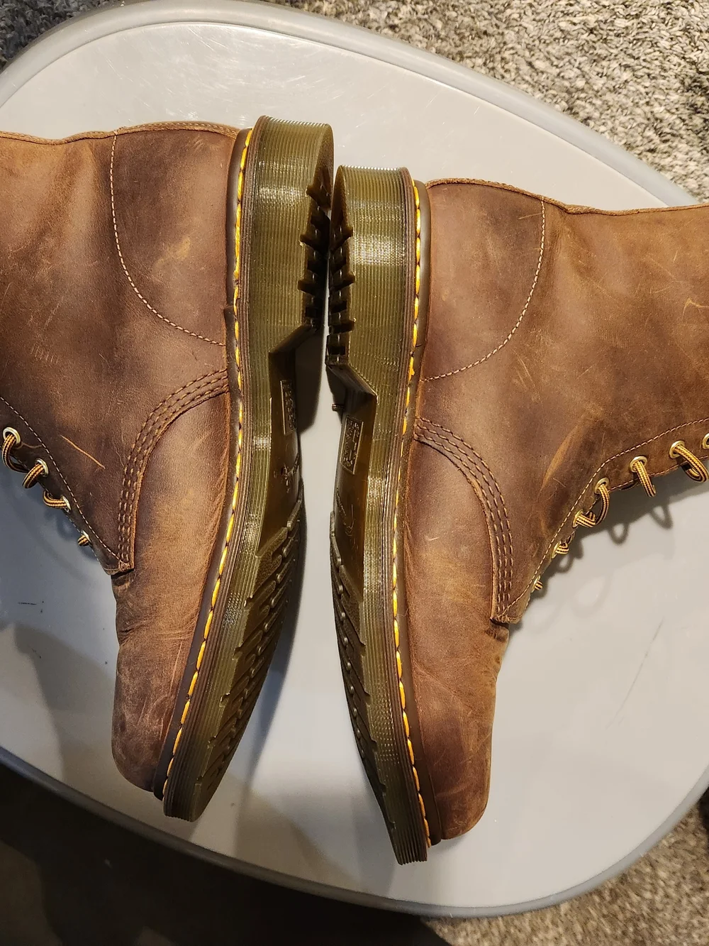 Dr. Martens Brown Leather Lace-Up Combat Boots Size 14 Men Very Clean